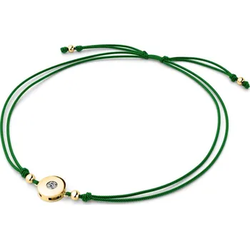 Módní doplněk Dámský náramek přírodní diamant 0.055 ct G/SI šňůrkový kabbalah s bílým 10911-NRS-ZEL-ZL-DIA délka 16 cm