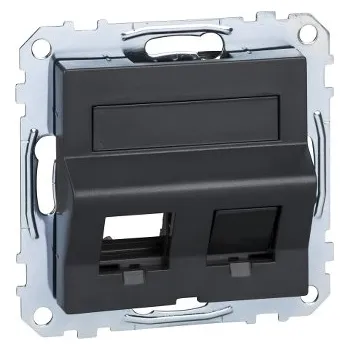 vypínač a zásuvka SCHN MTN4568-0414 Merten - Centrální deska pro datovou zásuvku 2xRJ45 keystone šikmá s popisovým pol