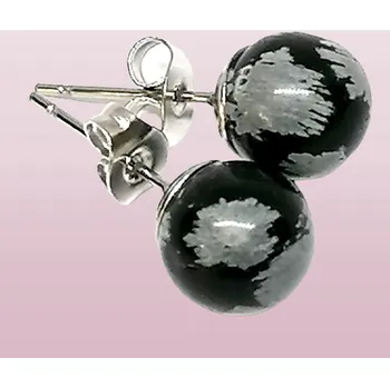 Náušnice Obsidiánové náušnice 8 mm – kuličky z minerálu s chirurgickou ocelí