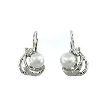 Náušnice Stříbrné náušnice s přírodní perlou a zirkonem