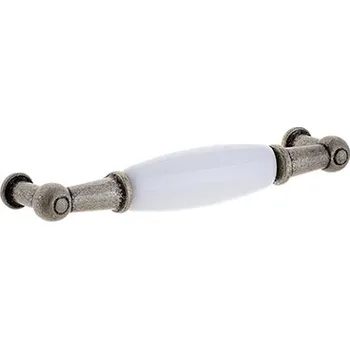 Nábytkové kování TULIP Úchytka Sara 96 starocín/porcelán bílý (TULIP Úchytka Sara 96 starocín/porcelán bílý)