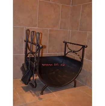 Krbové nářadí Kovaný koš na dřevo Věra + krbové nářadí 4