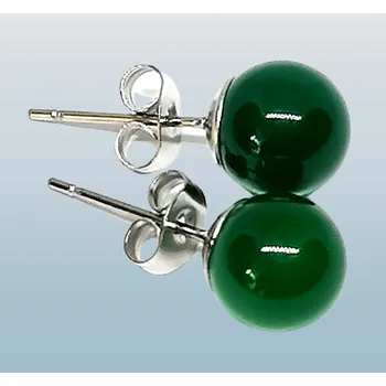 Náušnice Náušnice se zeleným achátem a chirurgickou ocelí | Přírodní krása