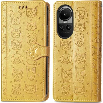 Pouzdro na mobilní telefon VSECHNONAMOBIL 63566 CUTE CAT Peněženkový kryt Oppo Reno10 5G / Reno10 Pro 5G žlutý