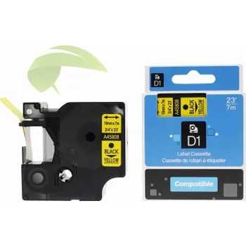 Pásek do tiskárny TONERSYP páska pro Dymo 45808 / S0720880, 19mm x 7m, černý tisk / žlutý podklad