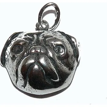 Přívěsek Stříbrný přívěsek pes mops - P314 (Stříbrný přívěsek pes mopsík)