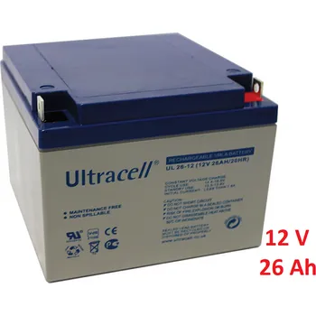 Záložní, staniční baterie VRLA-AGM 26 Ah , 12 V , kontakty F3 , Ultracell (Ultracell)