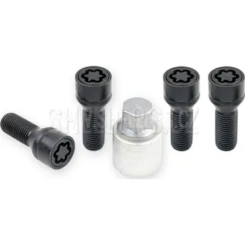 Šroubek na kolo Pojistné bezpečnostní šrouby M14x1,25x33 kužel, klíč 17, SICUSTAR BVN733, černé