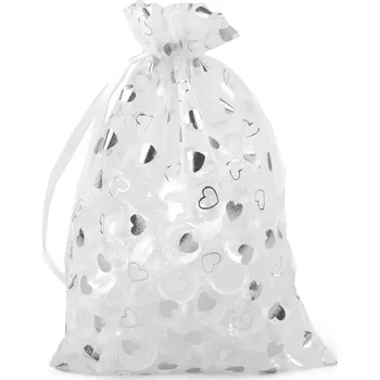 Dárkový pytlík srdíčka 14x21 cm organza