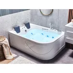 Vířivá vana bílá akrylát 170 x 119 cm rohová pravostranná podvodní LED světla zakřivená 2místná hydromasáž Beliani