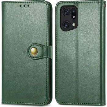 Pouzdro na tablet VSECHNONAMOBIL 42505 LEATHER BUCKLE Peněženkový obal Oppo Find X5 Pro zelený