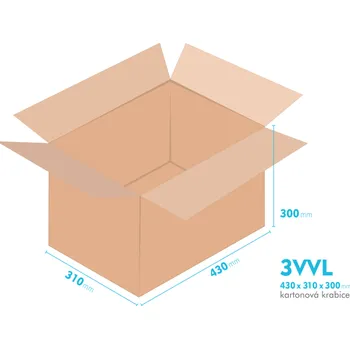 Obalový materiál Kartonové krabice 3VVL - 430x310x300mm - vnitřní 425x305x290mm
