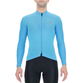 cyklistický dres UYN Cyklistický dres s dlouhým rukávem zimní - AIRWING WINTER - tyrkysová/černá S