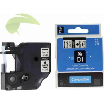 Pásek do tiskárny TONERSYP páska pro Dymo 45020 / S0720600, 12mm x 7m, bílý tisk / průhledný podklad