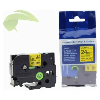 Pásek do tiskárny TONERSYP páska pro Brother TZe-651, 24mm x 8m, černý tisk / žlutý podklad