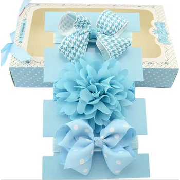 Čelenka Dětská čelenka do vlasů pružná - dárková sada modrá krabička