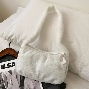 Kabelka Dámská módní kožešinová kabelka - Bílý