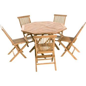 Zahradní sestava DEOKORK Zahradní teaková sestava FOXI I. 1+5 (ZDARMA polstry)