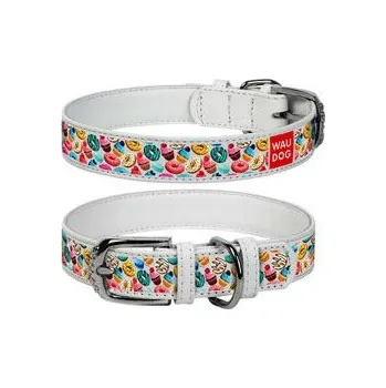 Obojek pro psa Obojek kožený Donuts bílý (21-29cm/1,2cm)