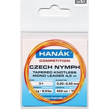 Monofilní muškařský návazec Hanák Competition Czech Nymph ujímaný bezuzlový 4,5 m - camou