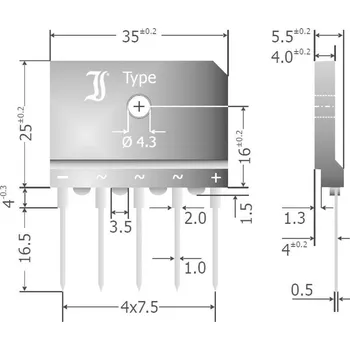 Elektronická stavebnice TRU COMPONENTS TC-DBI25-16A můstkový usměrňovač SIL-5 1600 V 25 A třífázový