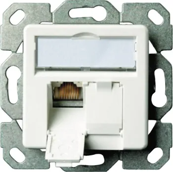 Elektrická zásuvka Telegärtner síťová zásuvka pod omítku panel s čelní deskou CAT 6 2 porty alpská bílá