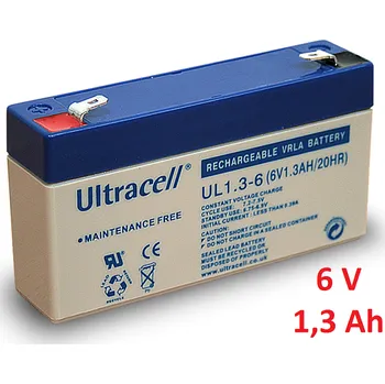 Záložní, staniční baterie VRLA-AGM 1,3 Ah , 6 V , kontakty F1 , Ultracell (ULTRACELL)