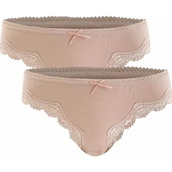 Kalhotky GREENICE Bezešvá krajková tanga GREE-9569 2ks Barva: Béžová, Velikost: L/XL
