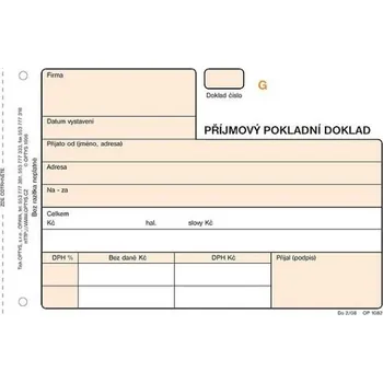 Tiskopis Optys Příjmový pokladní doklad samopropisující A6 3 x 25 listů