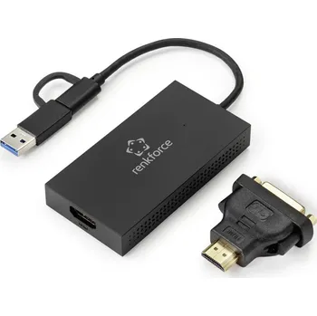 Grafická karta Renkforce externí grafická karta DDR3 RAM USB-A, USB-C™ (USB 3.2 Gen 1), HDMI™, DVI