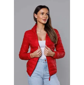 Dámská cargo bunda Červená dámská prošívaná bunda s kapucí 3KY3D SWEST, odstíny červené M (38) i392_21558-47