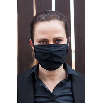 Plynová maska Bavlněná úpletová rouška na ústa a nos s kapsou - černá