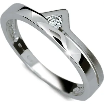 Prsten Dámský prsten bílé zlato 585 přírodní diamant 0.050 ct G/SI DF1565 velikost 56