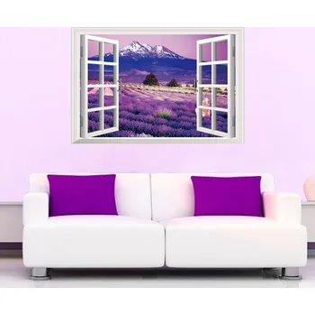 Samolepící dekorace Živá Zeď Samolepka na zeď Fialový ráj v okně90 x 60 cm