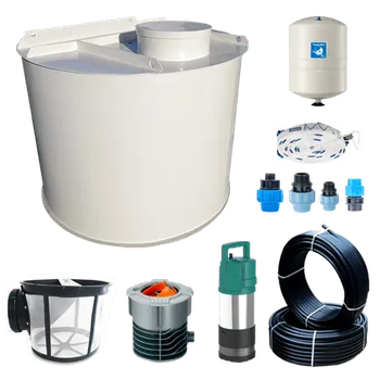 nádrž 4m3 nádrž kruhová samonosná + SET na zálivku zahrady a splachování WC