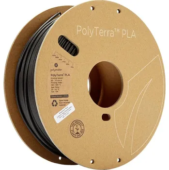3D tisk Polymaker 70821 PolyTerra PLA vlákno pro 3D tiskárny PLA plast Nižší obsah plastů 2.85 mm 1000 g černá (matná) 1 ks