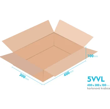 Obalový materiál Kartonové krabice 5VVL - 400x300x100mm - vnitřní 394x294x88mm