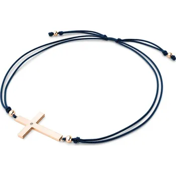 Náramek Dámský náramek přírodní diamant 0.006 ct G/SI šňůrkový kříž 10947-NRS-MOD-CV-DIA délka 19 cm