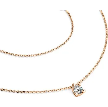 Náhrdelník Dámský náhrdelník růžové zlato 585/1000 přírodní diamant 0.130 ct G/SI briliantem 10828-NH02-CV délka 42 cm