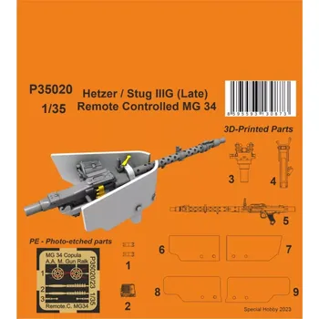Plastikový model CMK 1/35 Hetzer/Stug IIIG (late) - remote contr. MG 34
