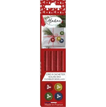 Pečeť Pečetní vosk Aladine, 4 ks - třpytivý červený