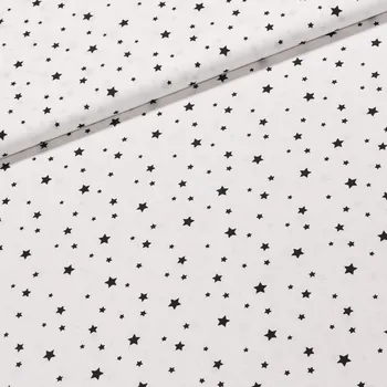Bavlněné plátno ZETOILE 25B černé hvězdičky na bílé, š.150cm (látka v metráži)