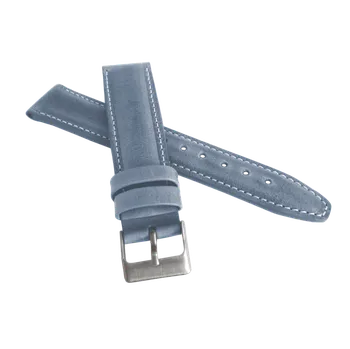 Řemínek na hodinky Polstrovaný modrý prošitý řemínek LAVVU CLASSIC z luxusní kůže Top Grain - 24mm LSKUJ24 (řemínek, pásek na hodinky)