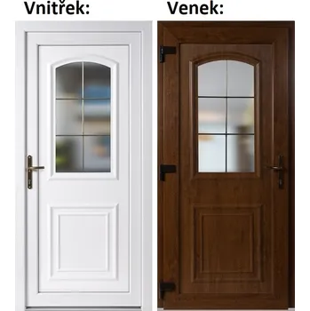 Vchodové dveře Soft Vchodové plastové dveře 3D 302 Zlatý dub / Bílá 100x210 cm, levé, otevírání VEN