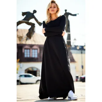 Dámská sukně Maxi sukně trapézového střihu s gumou M312 Barva: Černá, Velikost: L/XL