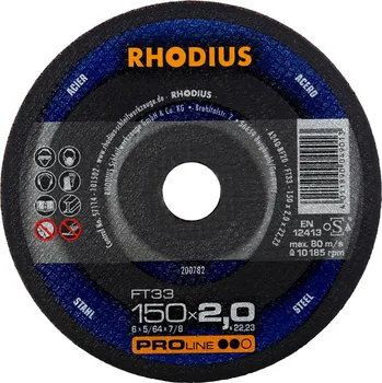 Řezný kotouč Rhodius 200782 | Řezný kotouč 150x2,0x22,23 mm, FT33, rovný