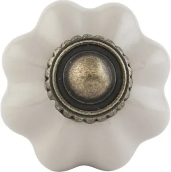 Dveřní kování Keramická úchytka Cathelijne béžová tmavší – 3x3 cm