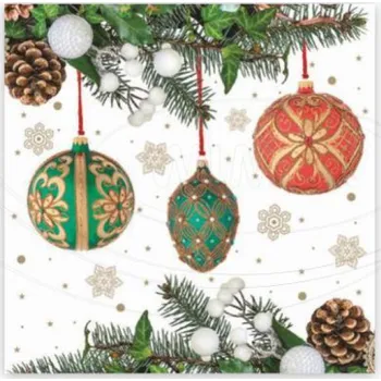 Vánoce Vánoční ubrousky 33 x 33 cm motiv ozdoby 20 ks