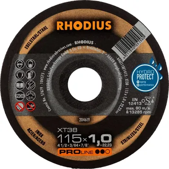 Řezný kotouč Rhodius 204619 | Řezný kotouč 115 x 1,0 x 22,23 mm, XT38, rovný