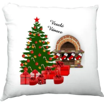 Dekorativní polštářek Polštář saténový s potiskem Veselé Vánoce